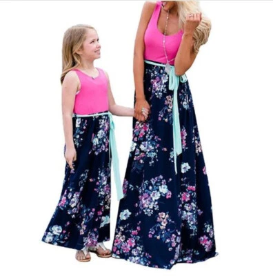 $20.72 • Buy Kids And Mom Family Matching Dress Mother Daughter Floral Maxi Holiday Dress
