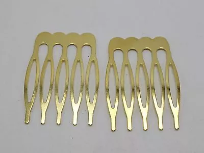 20 Gold Blank Metal Hair Comb 26mm With 5 Teeth For Bridal Hair Accessories DIY • £3.07