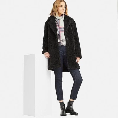 $30 • Buy Uniqlo | Oversized Fleece Teddy Coat In Black | Size Small | Preloved