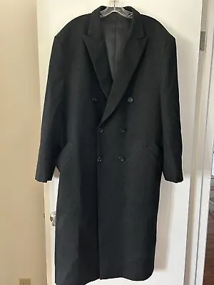 Silky Wool & Cashmere Hand Tailored Black Dark Gray Coat Overcoat Hill Radnor • $183.88
