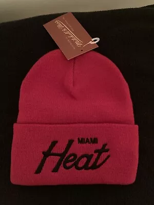 Mitchell & Ness Miami Heat Script Winter Hat Beanie Red  • $100