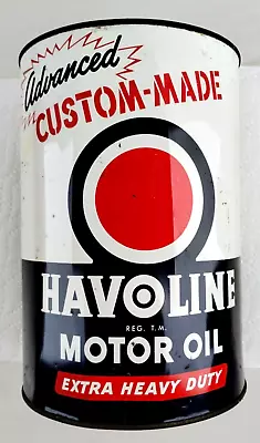 Vintage HAVOLINE Advanced Custom - Made Motor Oil 5 Quart Can -Empty - 9-58 • $100