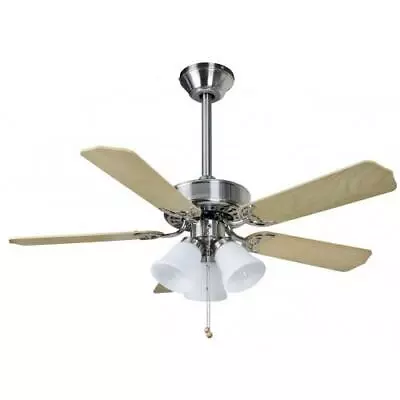 Fantasia Eurofan Belaire 42 Ceiling Fan Light Brushed Nickel Maple Blades 114239 • £151.98