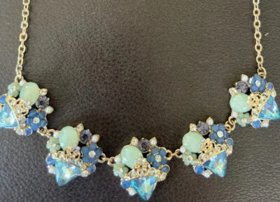 $25 • Buy VINTAGE BEAUTIFUL Cinderella NECKLACE , Disney Princess Lines Gold Sapphire Opal