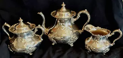 Antique Pairpoint Mfg. Quadruple Silver Plated 3-piece Tea/Coffee Set #356 • $399