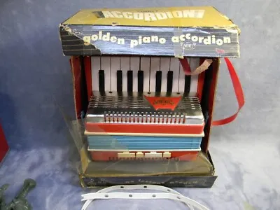 Vintage 1950's Emenee Golden Piano Accordion Toy Instrument W/display Box • $39.99