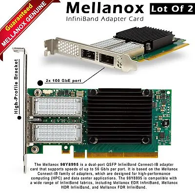 Lot X 2 IBM 98Y8995 Mellanox CB194A 2-Ports 56GB Connect-IB InfiniBand Adapter • $34.99
