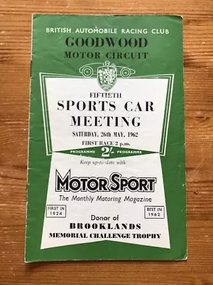 £15 • Buy Goodwood Motor Race Meeting Saturday 26th May 1962  Official Programme