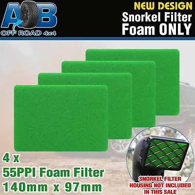 4 X 3  AOB Snorkel Pre Filter Cleaner Air Filter Fine Foam 55PPI GREEN 140x97mm • $12