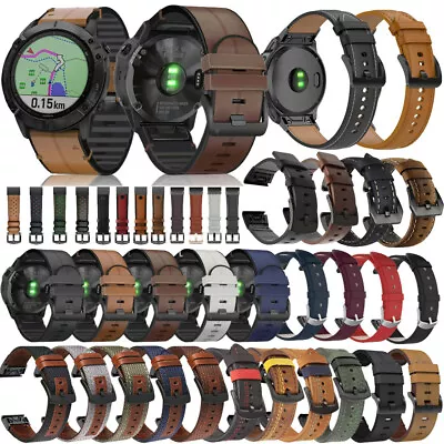 Quick Fit Strap For Garmin Fenix 7S 7 7X 6S 6 6X 5S 5 5X 3HR Leather Watch Band • $10.60