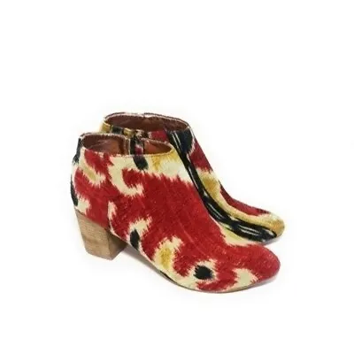 Anthropologie Miss Albright Boho Fabric Ikat Print Ankle Booties Womens Size 8.5 • $128