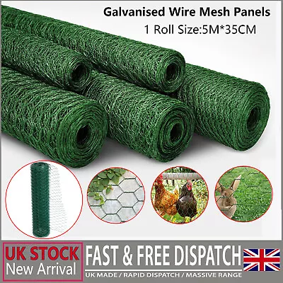  5-50M PVC Coated Wire Mesh Galvanised Fence Chicken Rabbit Aviary Cages Coop UK • £14.24