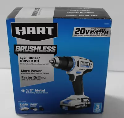 HART HPDD26B 20V Cordless Brushless 1/2  Drill/Driver 2.0Ah Kit Bag AO1088676 • $44.95