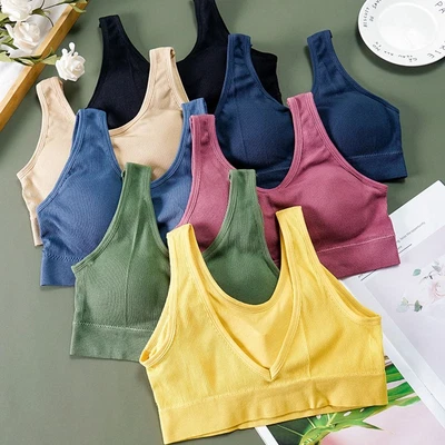 Seamless Women Cotton Underwear Strapless Color Matching Bra  Women Girls • £5.56