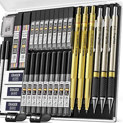 35PCS Art Mechanical Pencils Set 3PCS Gold Metal Drafting Pencil 0.5 Mm & 0.7 M • $24.99