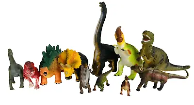 11 X Toy Rubber & Plastic Dinosaurs T-Rex Brachiosaurus Triceratops Bundle Lot • $49.94