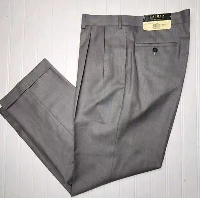 Ralph Lauren New Mens Gray Pleated Cuffed Dress Pant 38X30 New With Tags • $26.99
