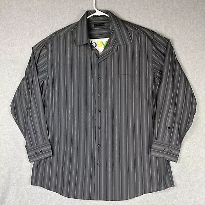 JF J.Ferrar Mens Button Down Long Sleeve Modern Fit XL 17.5 Gray Stripes • $14.39