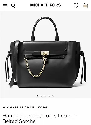 Michael Kors Hamilton Legacy Large Studded Leather Belted Satchel 💼 • $82