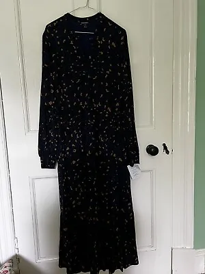 £2.50 • Buy Baujken Navy Leopard Print Long Sleeve Dress Size 16 Never Worn