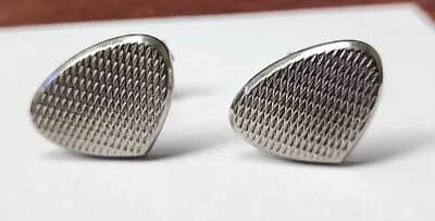 Vintage Silver Tone Men's Cufflinks Classic Mid Century Modern Shaped Textured • $9.99