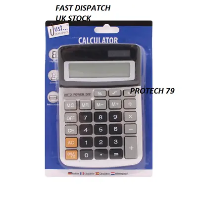 £3.99 • Buy Brand New 8 Digit Desk Calculator Jumbo Large Buttons Solar Desktop Battery