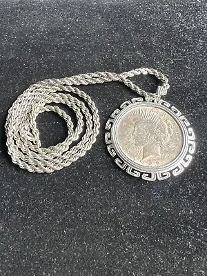 1922 Morgan Silver Dollar Pendant 28 Inch Chain • $119