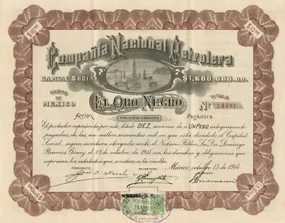 Compania Nacional Petrolera - Stock Certificate - Mexican Stocks & Bonds • $75