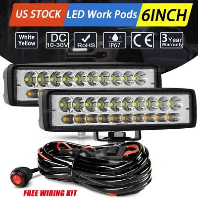 6  Inch LED Work Lights Pods Driving Fog White Yellow Wire Offroad ATV Truck 4WD • $23.99