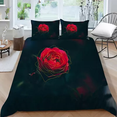 Embroidered Rose Quilt Cover Set Full Quilt/Doona Cover Pillowcase • $21.68