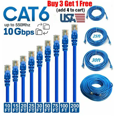 $3.99 • Buy CAT 6 Ethernet Patch Cable LAN Network Internet Modem Router RJ45 Cord Wire Lot