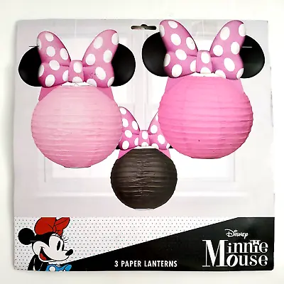 DISNEY MINNIE MOUSE EARS PAPER LANTERNS 3-Pack Birthday/Party Girls Decorations  • $7.95