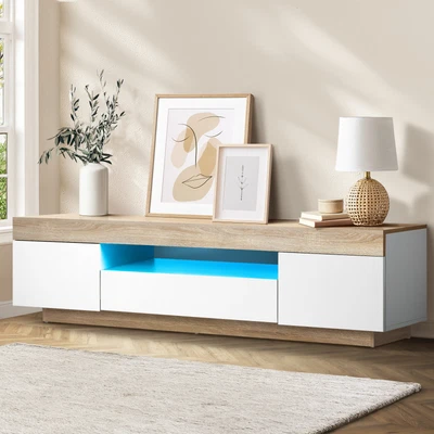 $229.90 • Buy Oikiture TV Cabinet Entertainment Unit Stand RGB LED Storage Furniture 180cm