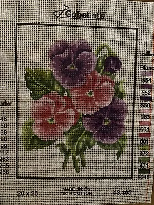 $12.99 • Buy Needlepoint Canvas 20x25 Gobelin LPansies Canvas Only 8x10 Inch