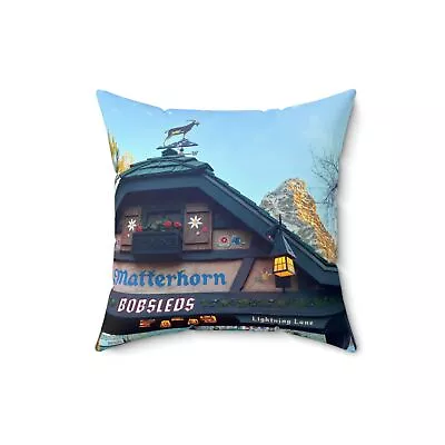 Matterhorn Mountain Bobsleds Ride: Disneyland Photography Square Pillow • $32.95
