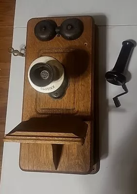 Vtg Antique Oak Wood Kellogg Chicago Crank Wall Telephone For Restoration  • $190