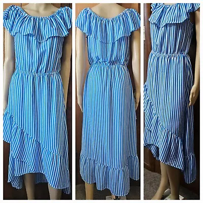 VTG NWT Tommy Bahama Palm Party OTS Blue White Stripped S Midi Dress #TSW90314c • $75