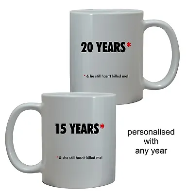 Funny Wedding Anniversary Gift Mug Personalised Any Years Couples Wife Husband • £10.95