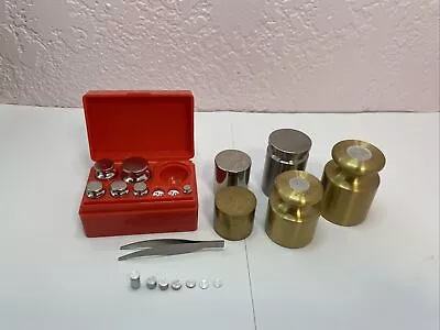 Miniature Brass Weights Set In Red Plastic Holder + 2(100g) 2(200g) & 1(300g) • $19.99