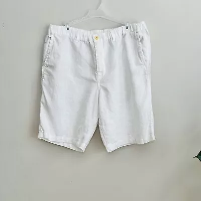 Tommy Bahama Linen Shorts Mens White Elastic Waist Drawstring Sz L • $25