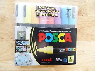 POSCA Paint Markers Medium Point Marker Tips PC-5M Soft Colours 8 Count NEW • $17.99