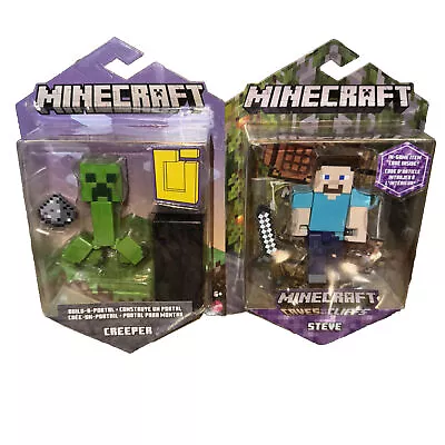 2021 Minecraft Caves & Cliffs Figure: CREEPER & STEVE W/ In-Game Code Inside NEW • $19.99