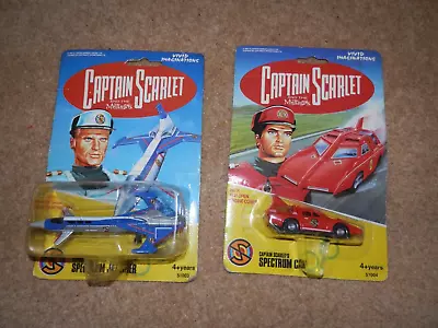 2 New Carded Vintage 1993 Captain Scarlet Vehicles Spectrum Car And  Jet Liner. • £11.99