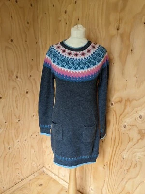 £40 • Buy KEW 159 Grey Fair Isle 100% Wool Knit Jumper Dress Tunic UK M 12 Fairisle