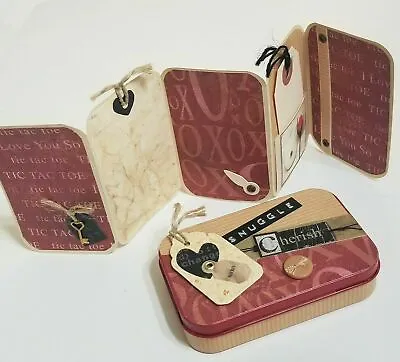 Altered Altoid Tin Mini Scrapbook Album Valentine Love Handmade 3.5 X 2.25  -L • $14.99