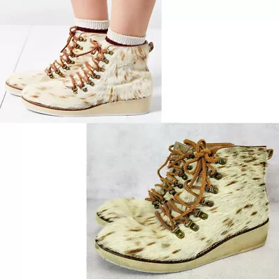 Anthropologie Shoes Women Leather 7 Boots Pull On Combat Chunky Urban Outfitters • $28.33