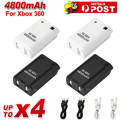 Rechargeable Battery + USB Charger Cable Pack For XBOX 360 Wireless Controller • $24.95