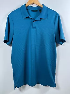 Mens Medium M Perry Ellis Polo Golf Office Shirt Blue Casual Ribbed • $9.99