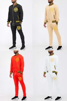 Mens Lion Head Status Design Tape Full Zip Track Jacket And Pant Track Suit Set • $49.99