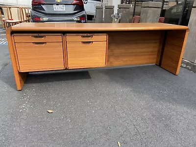 Danish Teak Mid Century Modern Waterfall Sideboard Credenza Buffet Office Desk • $1250